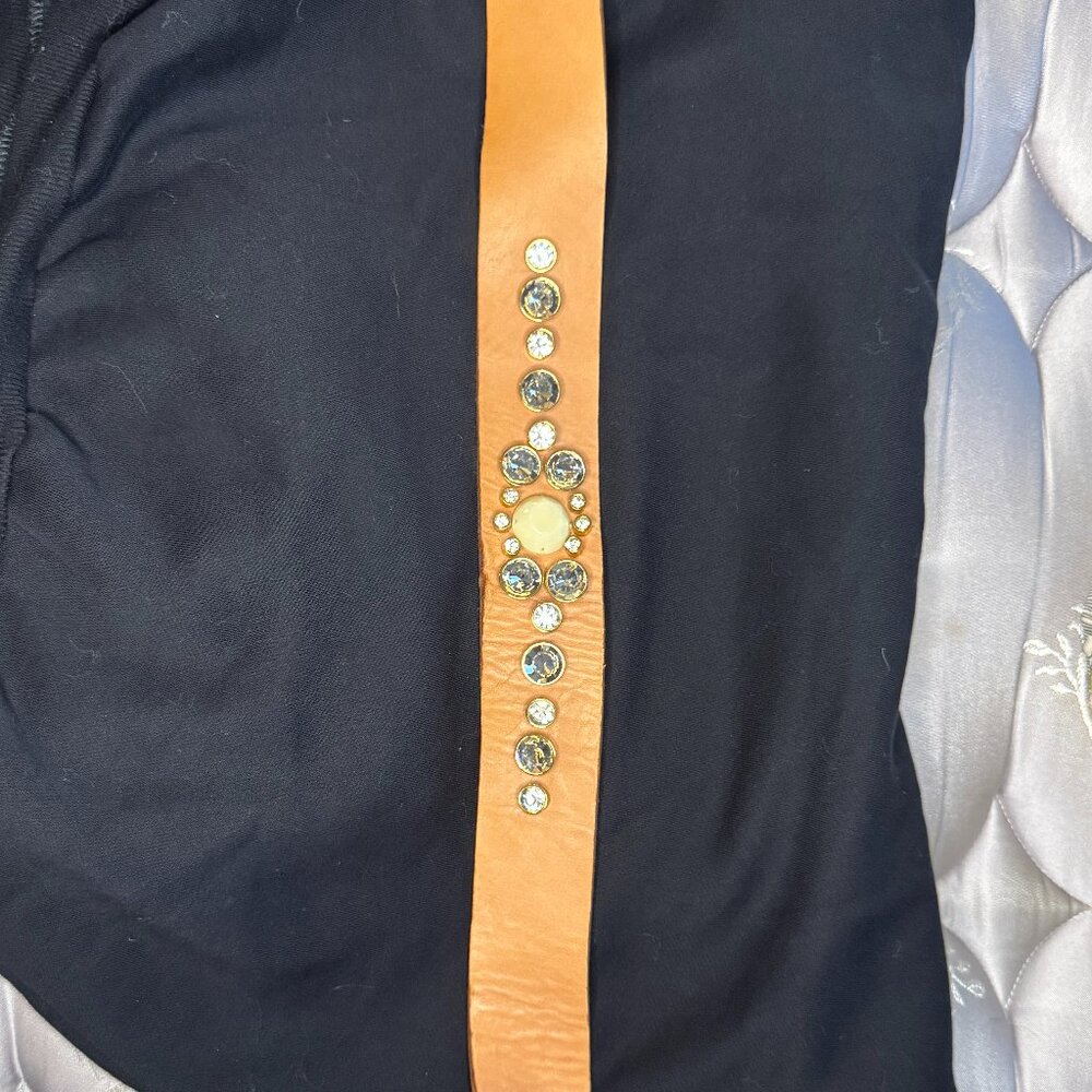 Malene Birger Genuine Leather Belt with Crystal Embellishments
